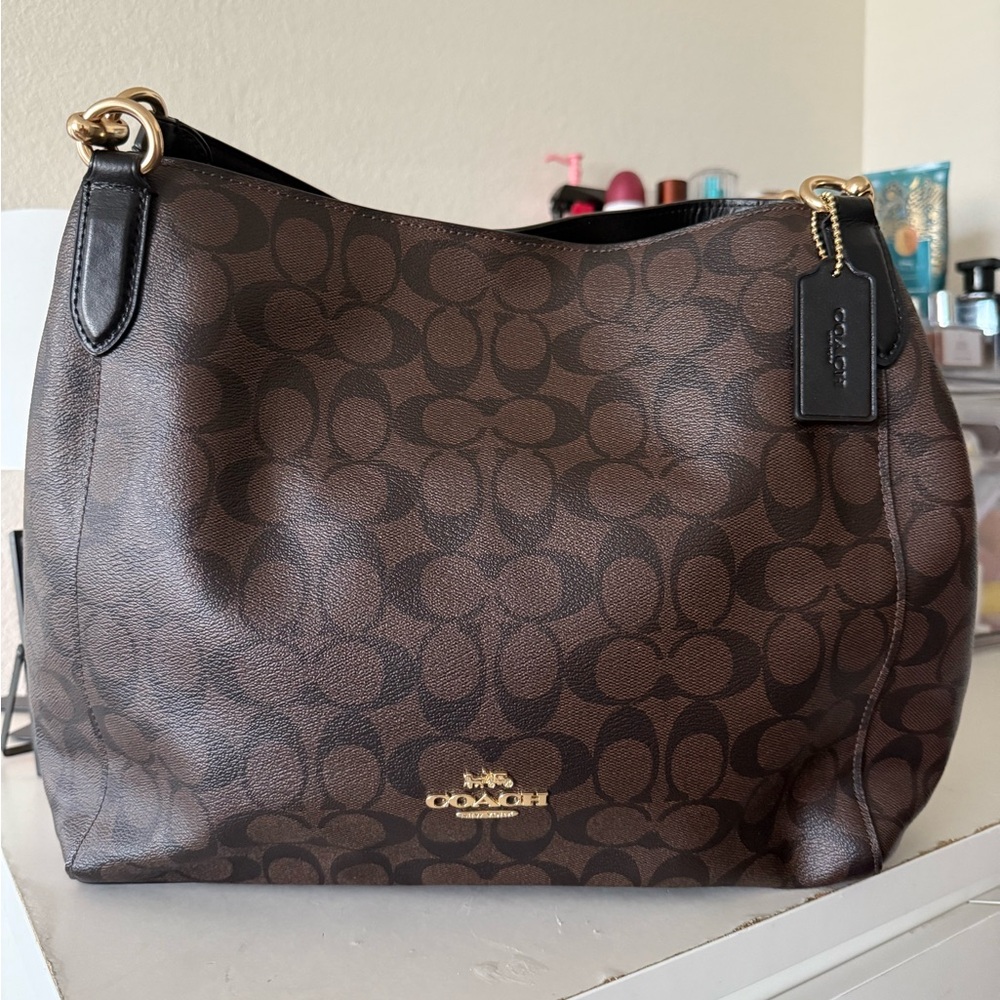 Coach Dark Brown Signature Shoulder Bag